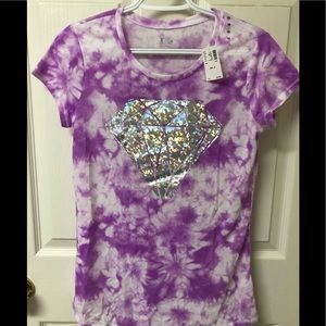 NWT Girls Justice Tie-dye Tee with Diamond Size 18